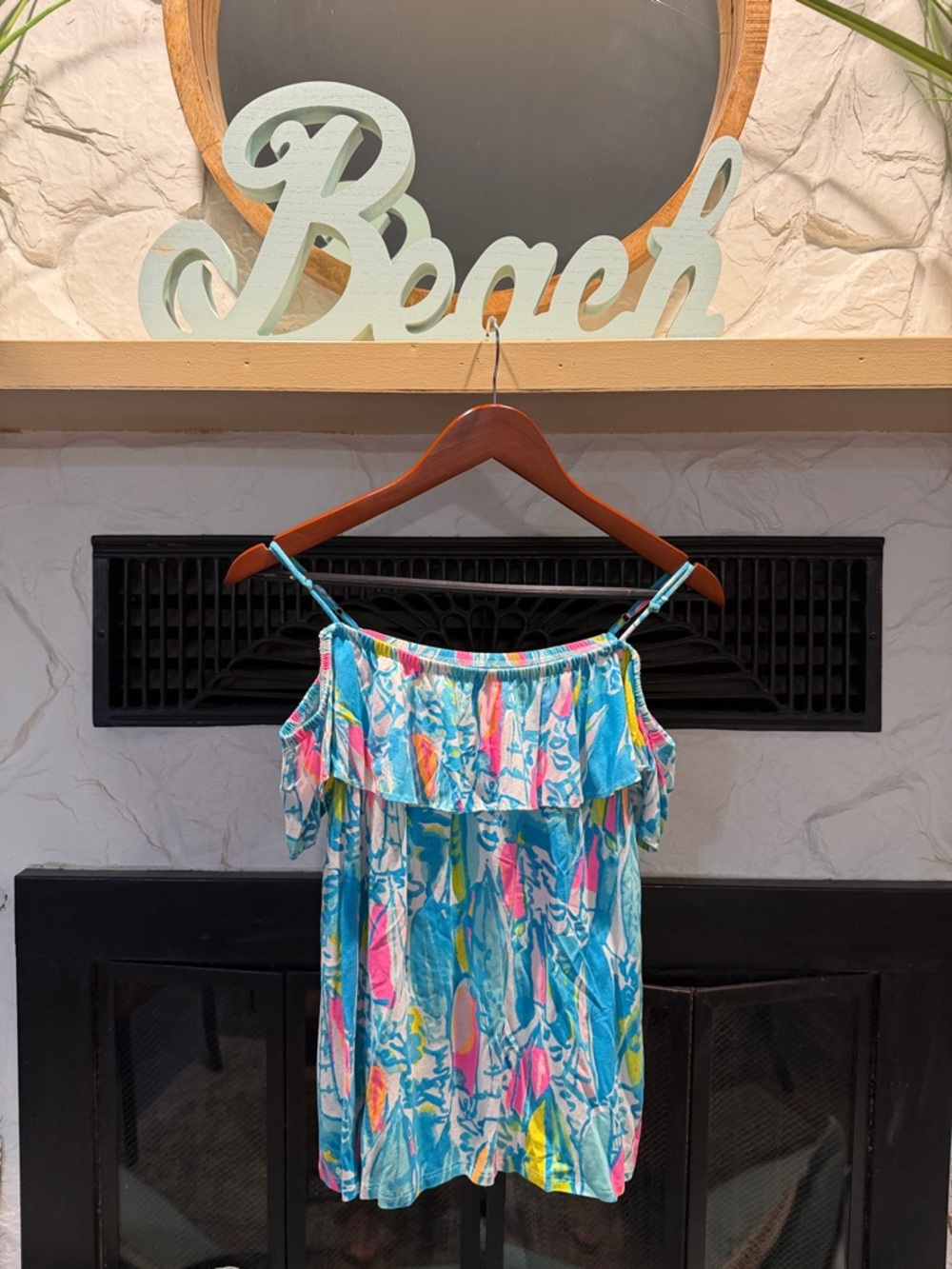 Lilly Pulitzer Multicolor Tropical Print Off-Shoulder Tank Top